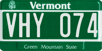 VT license plate VHY074