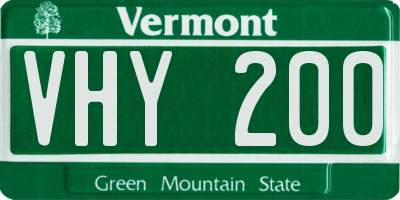 VT license plate VHY200