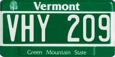 VT license plate VHY209