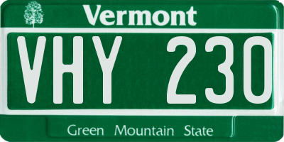 VT license plate VHY230