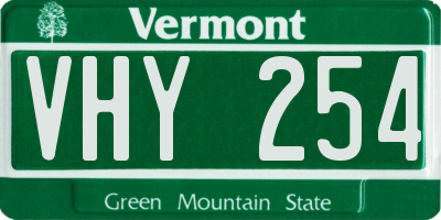VT license plate VHY254