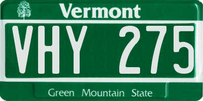 VT license plate VHY275