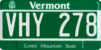 VT license plate VHY278