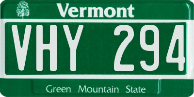 VT license plate VHY294