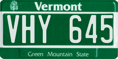 VT license plate VHY645