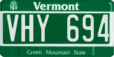 VT license plate VHY694