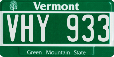 VT license plate VHY933