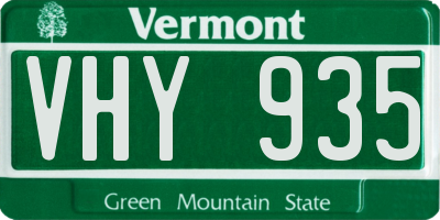 VT license plate VHY935