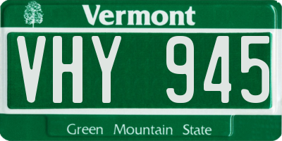 VT license plate VHY945