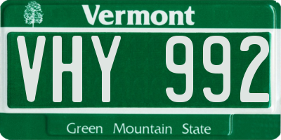 VT license plate VHY992