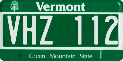 VT license plate VHZ112