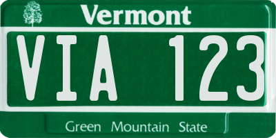 VT license plate VIA123