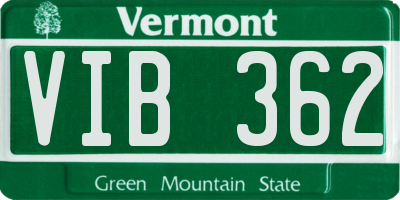 VT license plate VIB362