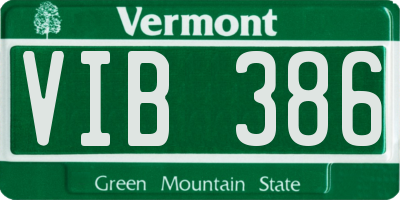 VT license plate VIB386