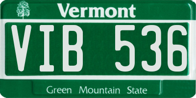 VT license plate VIB536