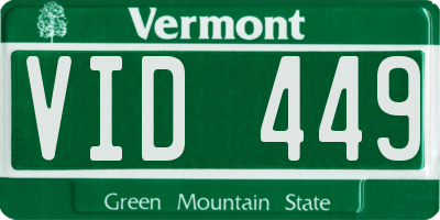 VT license plate VID449
