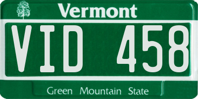 VT license plate VID458