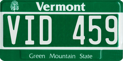 VT license plate VID459
