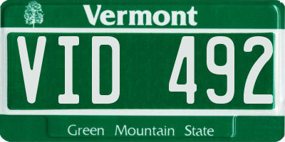 VT license plate VID492