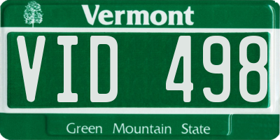VT license plate VID498