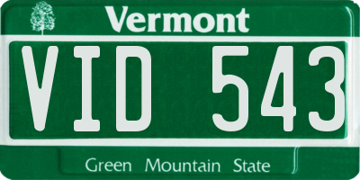 VT license plate VID543