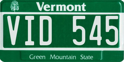 VT license plate VID545