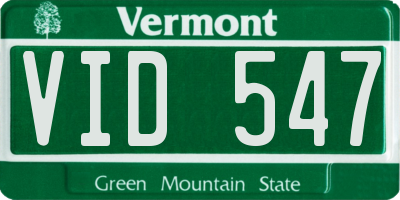 VT license plate VID547