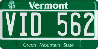 VT license plate VID562