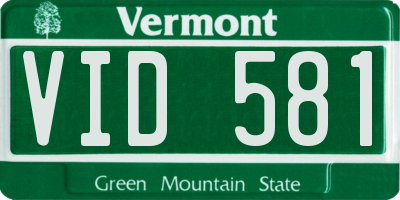 VT license plate VID581