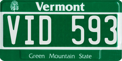 VT license plate VID593