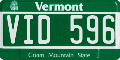 VT license plate VID596