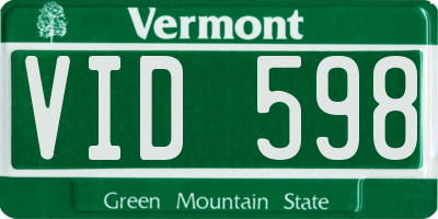 VT license plate VID598