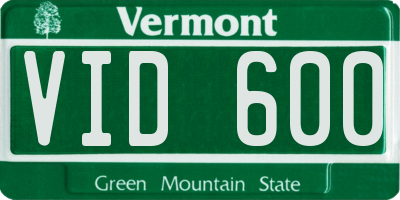 VT license plate VID600