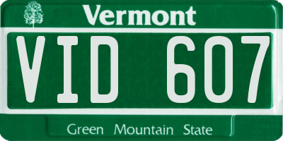 VT license plate VID607
