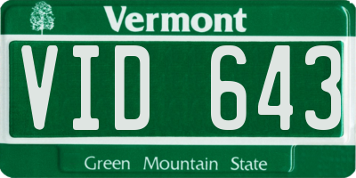 VT license plate VID643