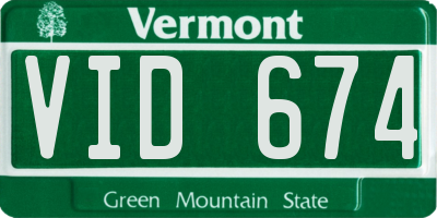 VT license plate VID674