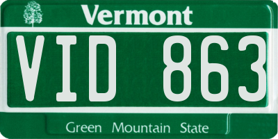 VT license plate VID863