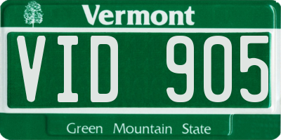 VT license plate VID905