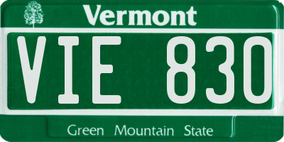 VT license plate VIE830
