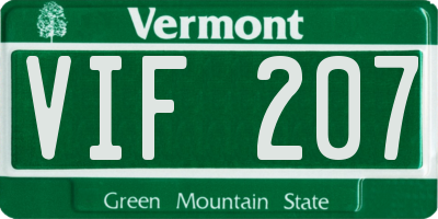 VT license plate VIF207