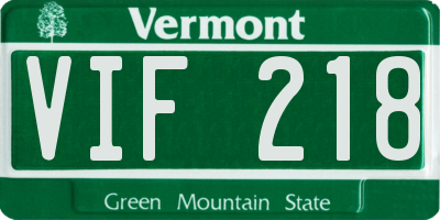 VT license plate VIF218