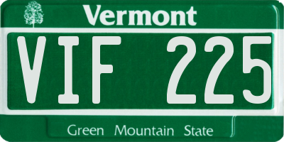 VT license plate VIF225