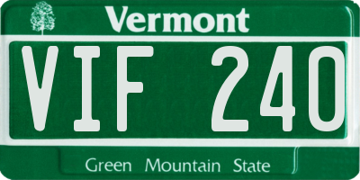 VT license plate VIF240