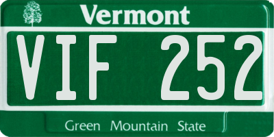 VT license plate VIF252