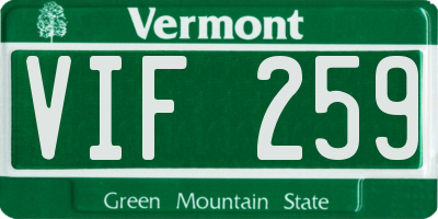 VT license plate VIF259