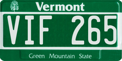VT license plate VIF265