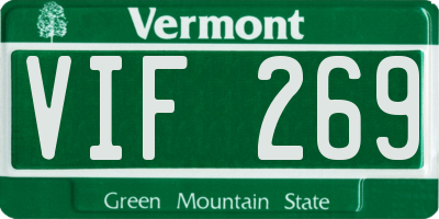 VT license plate VIF269