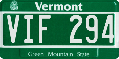 VT license plate VIF294