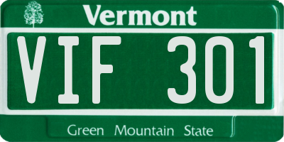 VT license plate VIF301