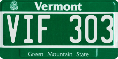 VT license plate VIF303